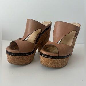 Jimmy Choo Nude Leather Nixie Cork Platform Sandals,  Size 39